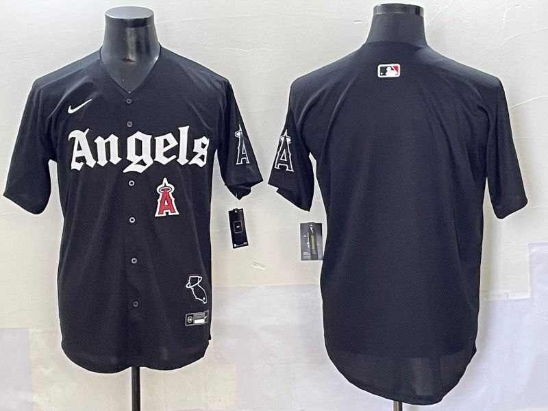 Men 2025 Los Angeles Angels Blank Black Five generations Joint Name Nike MLB Jersey style 6->new york giants->NFL Jersey